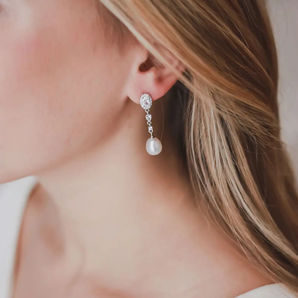 Adele Pearl & Cz Earrings