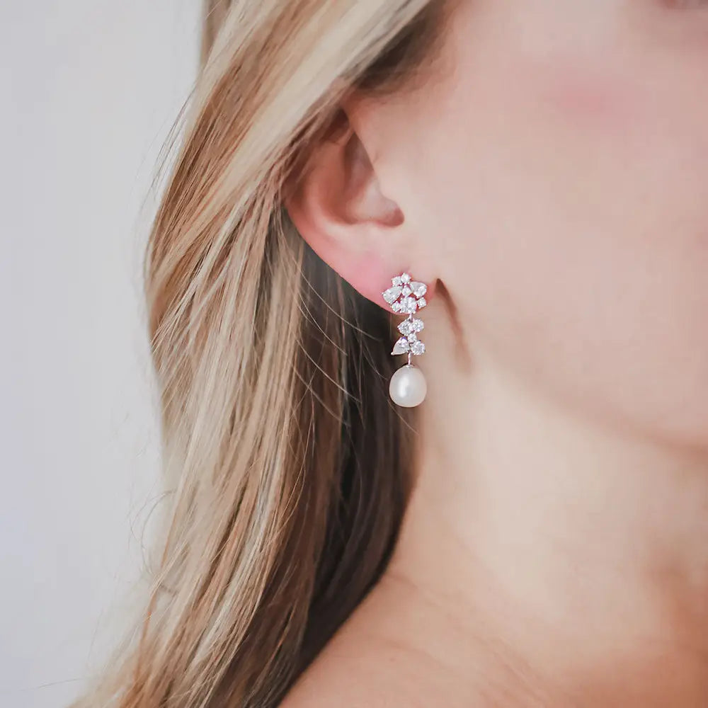 Silvia Pearl & Cz Earrings
