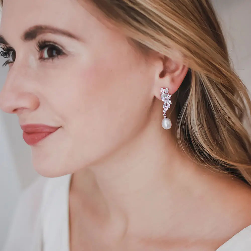 Tate Pearl & Cz Earrings