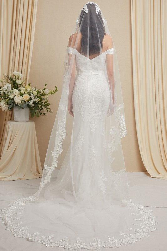 Lace Floor Length Wedding Veil