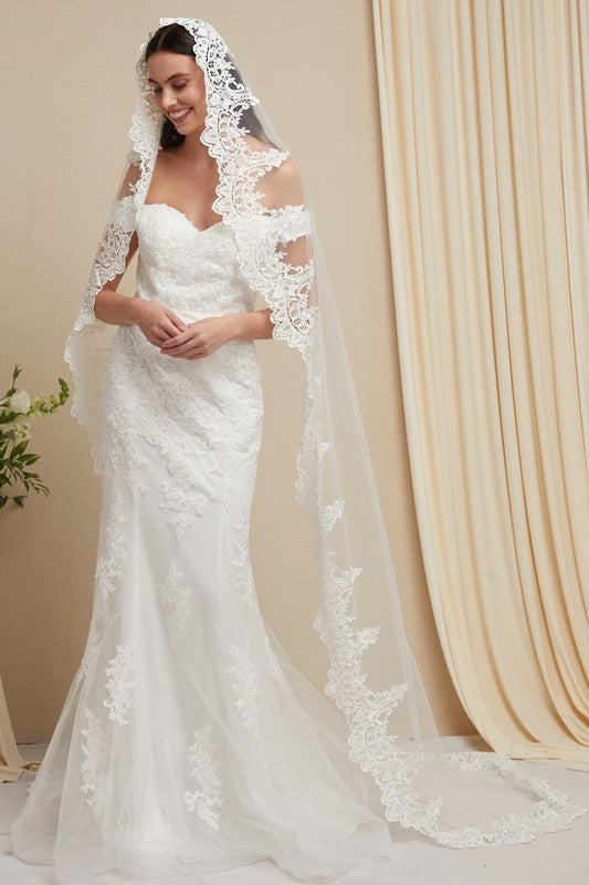 Lace Floor Length Wedding Veil