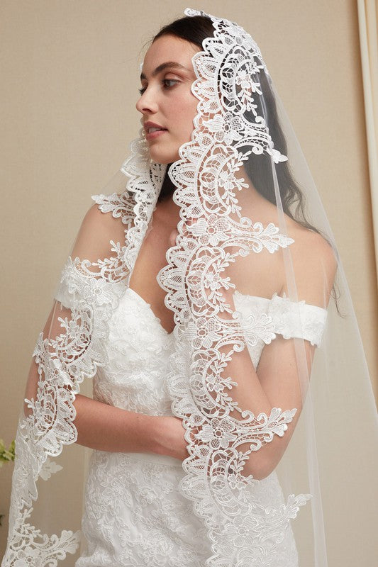 Lace Floor Length Wedding Veil